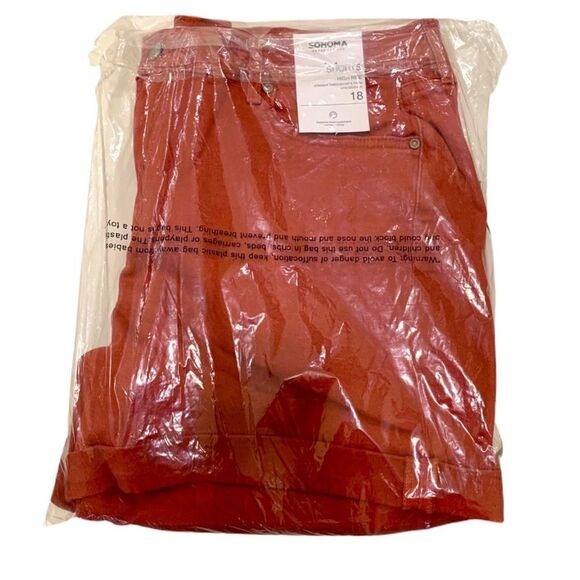 SONOMA SHORTS WOMEN 18 ANTIQUE BERRY DENIM HIGH RISE STRAIGHT THROUGH HIP. - Picture 11 of 11